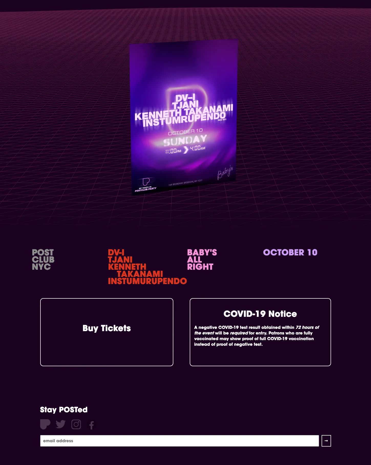 postclub NYC website archive, built using Javascript and SASS