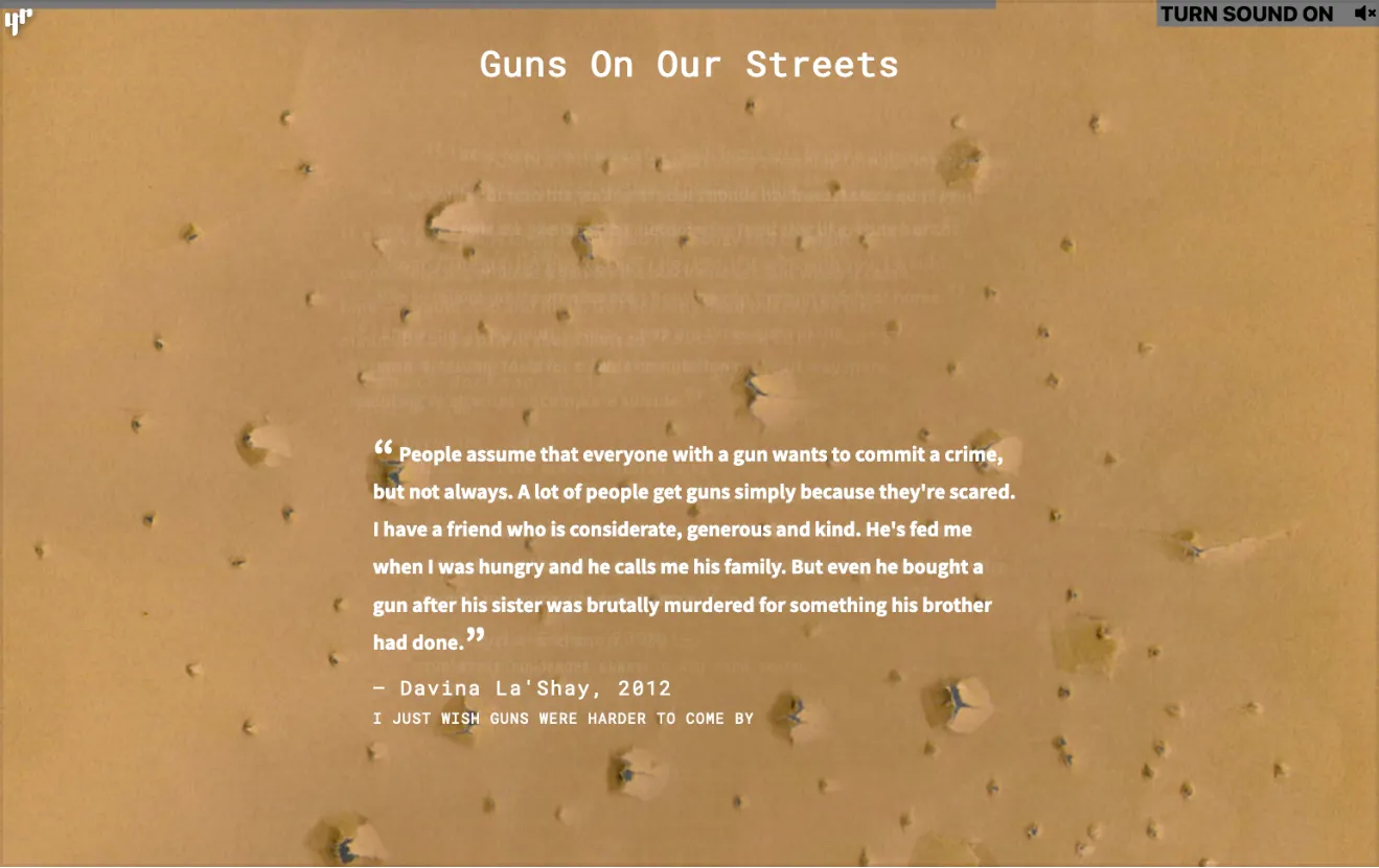 Coming of Age With Gun Violence, 2019, build using Vue