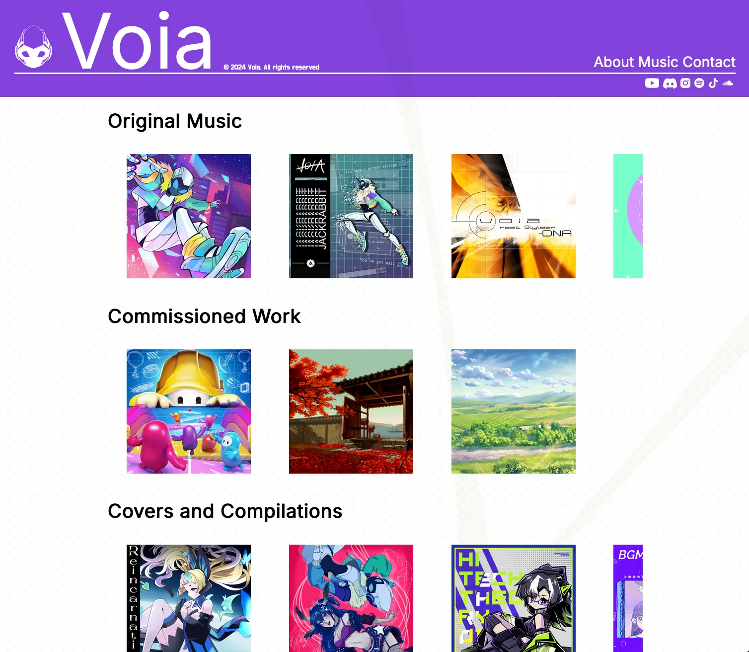 Music overview page